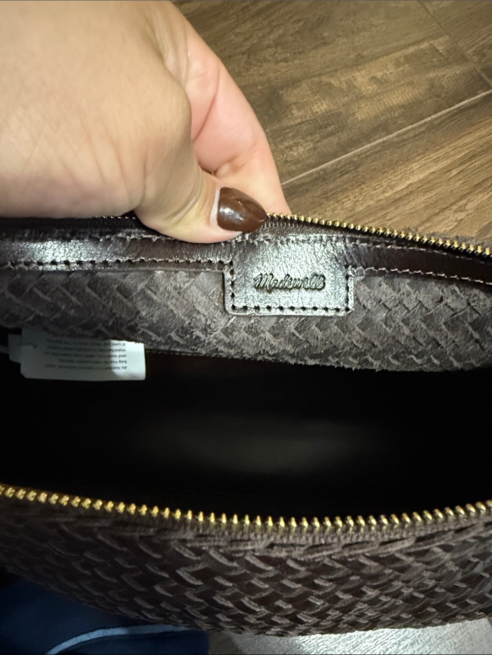 NWT Madewell The Signature Woven Zip Top Shoulder Bag in Coffee Bean - Picture 9 of 12